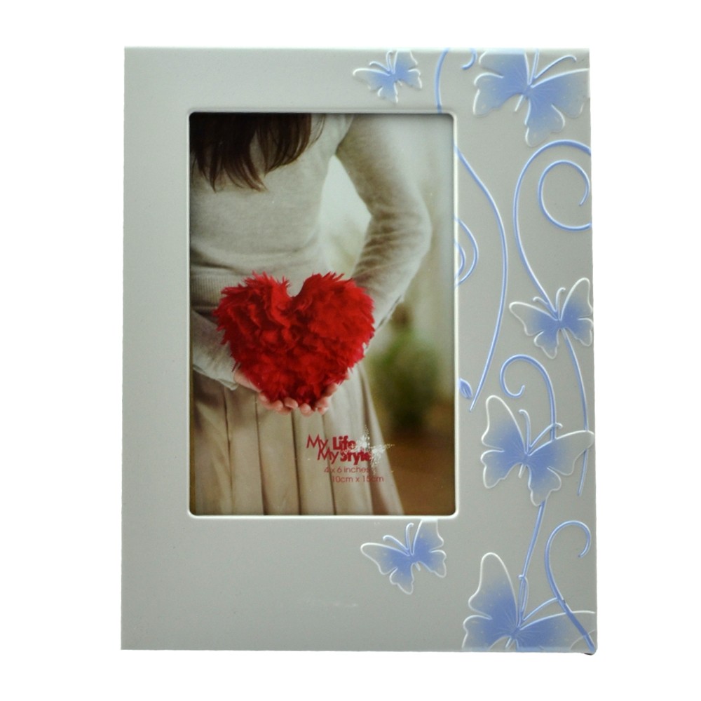 Rama decorativa Smart Butterfly metalica, format 10x15 Argintiu - imagine 10